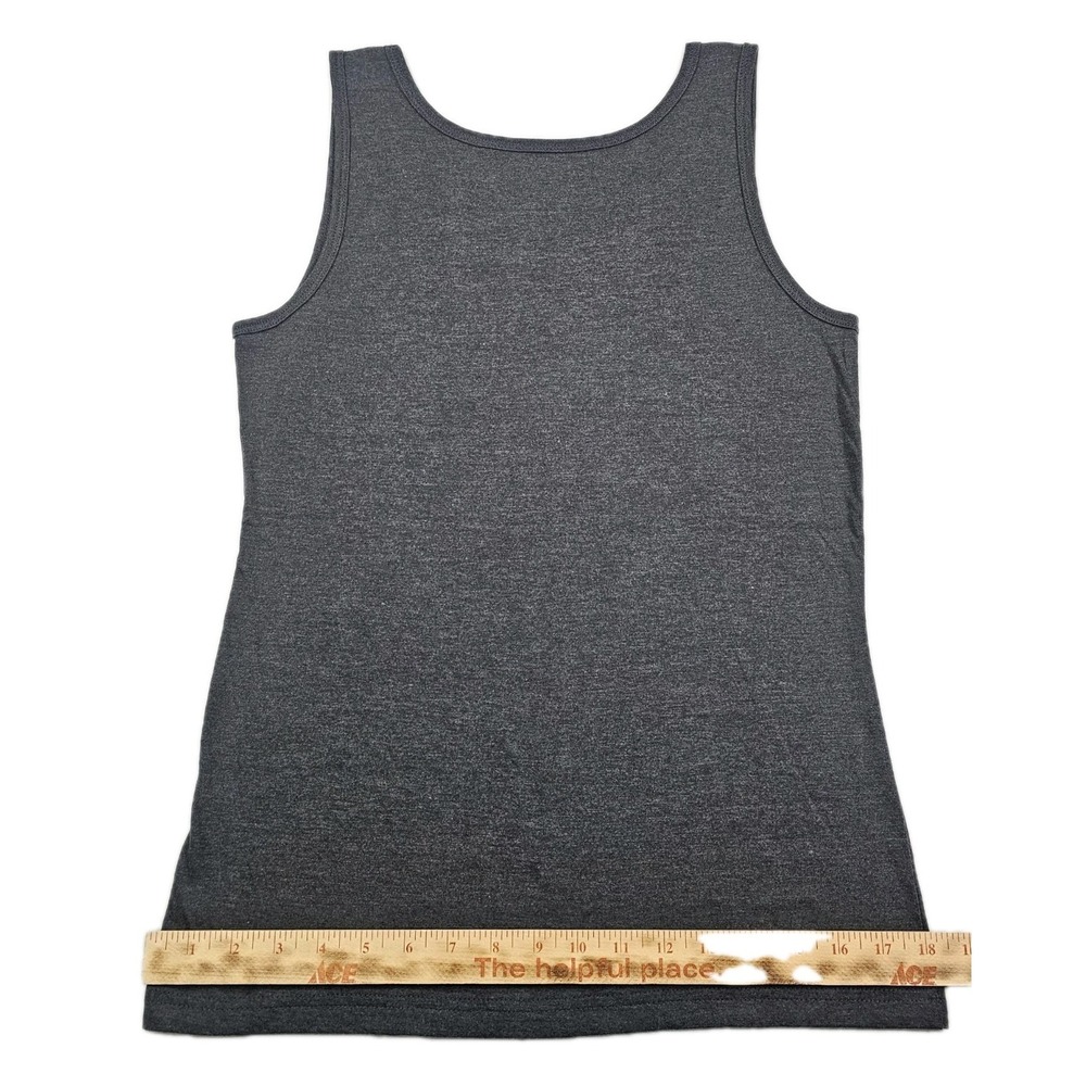 Think Positive Super Soft Womens Med Grey Charcoal Tank Top Fun Support Spellout - Picture 4 of 6